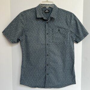 O'NEILL Men's S Button Up Short Sleeve Shirt Navy w/Ivory Print Like New EUC